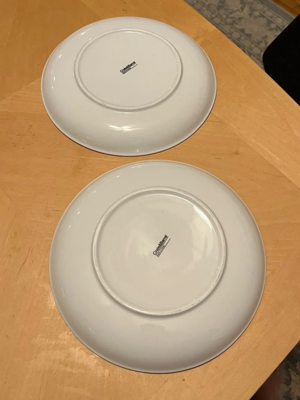 Crate & Barrel White Ceramic Dinner Plates – Set of 2